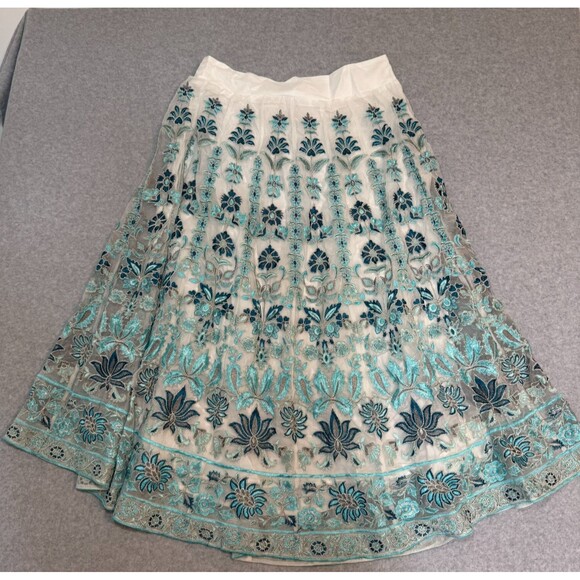 Soft Surroundings Icon Alexandria Embroider Maxi Skirt Boho Fairy Whimsical Sz L - Picture 1 of 8